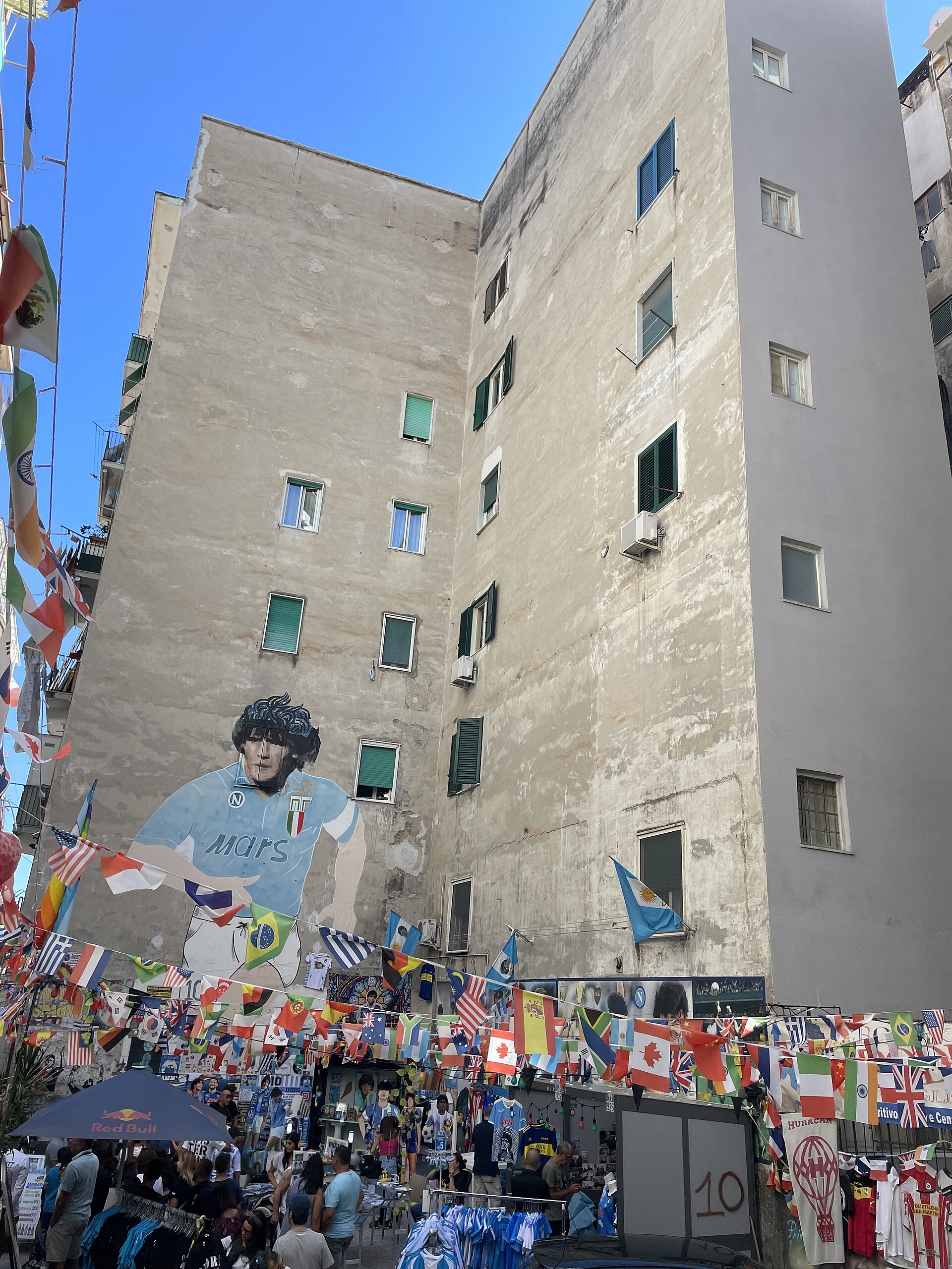 Diego Armando Maradona mural in the Spanish Quarters of Naples